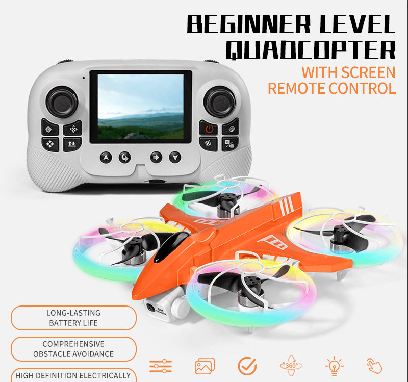 New Remote-controlled Foldable Quadcopter Drone X3 With Electric Adjustable HD Dual Cameras, Screen Remote Control, WIFI, USB Charging, Colorful Lights, Optical Flow Positioning, Stable Hovering In Th by Tech-Home Store
