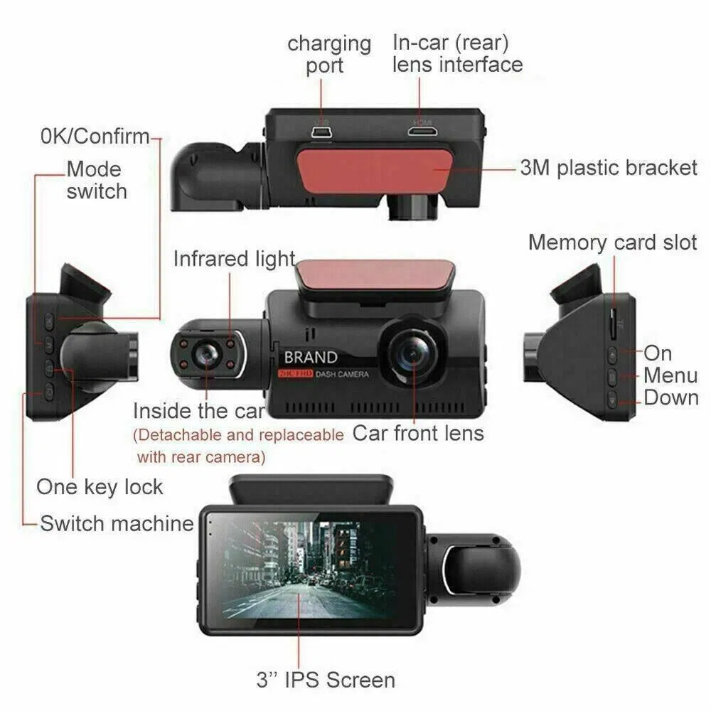 1080P Dual Lens Car DVR Dash Cam Video Recorder G-Sensor Front And Inside Camera by Anker